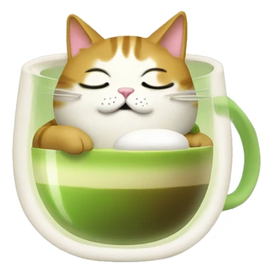 Fat cat drinking matcha latte  sticker