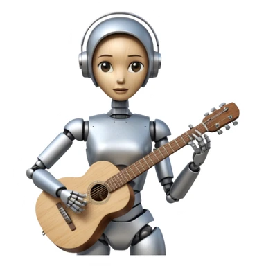 a robot carry her note and guitar and try to change the world sticker