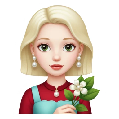girl-with-pearl-earrings-painting holding flower sticker
