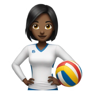 Girl with a black hair plays volleyball sticker