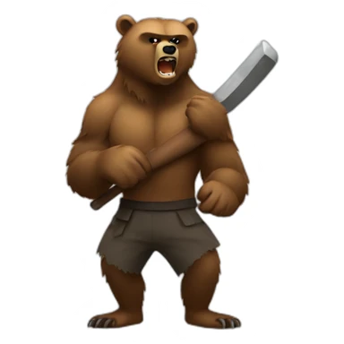angry Grizzly using tonfa sticker