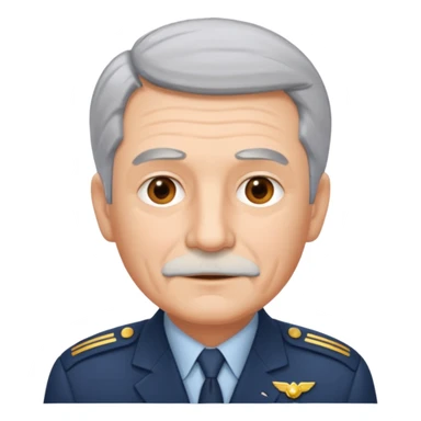 an old civil pilot with grey hair and no mustache sticker