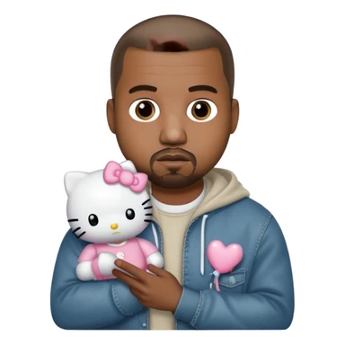kanye west holding hello kitty sticker