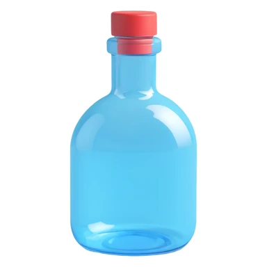 a blue motion tiled to the left, with a round glass bottle no handle, neon  sticker