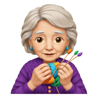 elderly woman knitting sticker