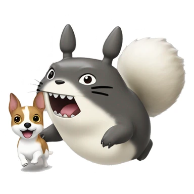 Totoro chasing a jack russel sticker