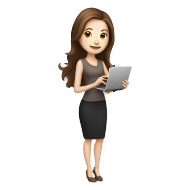 woman with brown hair and pale skin juggling with coffee cups and mini laptops sticker