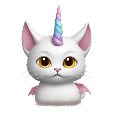 Cat with unicorn horn and dragon wings and pouting choolate sticker