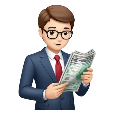 Business person reading financial news sticker