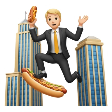 a person awde wanking while jumping off a building while making hotdogs on a pinetree sticker