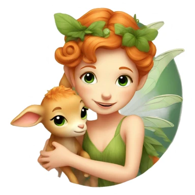 Beautiful ginger fairy with a baby fawn  sticker