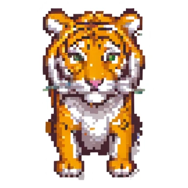 Add a pixel art jungle background while keeping the tiger as the main focus. sticker