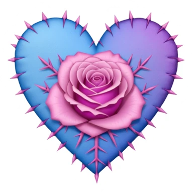 Stitched soft rose-thorny barb-wired patched up pastel pink-violet-blue-gradients heart sticker