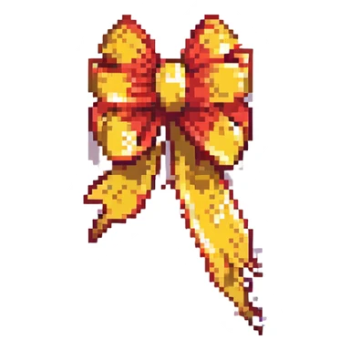 red and gold gift ribbon in pixel art style sticker