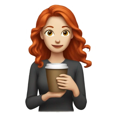 Red head drinking coffee sticker