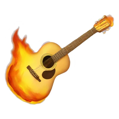 beige acoustic guitar on fire sticker