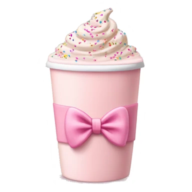Light pink latte with sprinkles tied with a bow sticker