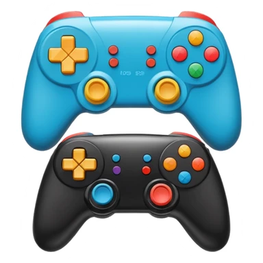 Create a modern, high-quality emoji featuring two gaming controllers to represent multiplayer gaming. keep it side by side and rotate the sides in opp direction and cartoon style  sticker