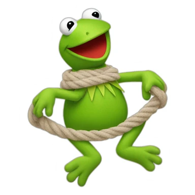 kermit in bath rope sticker