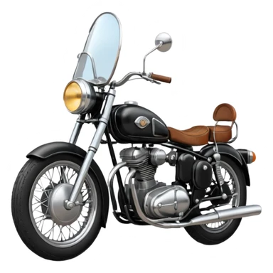 Illustrate a vintage motorcycle with round headlamp & rustic metal parts sticker