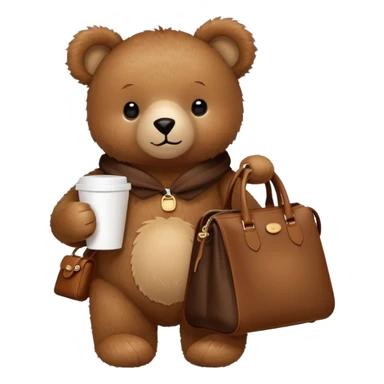 Teddy with longchamp bag and coffee sticker