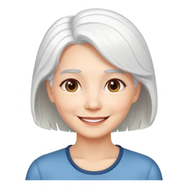 pure white hair, cute mature girl sticker