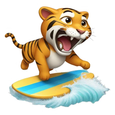 a tiger laughing on a surf board sticker