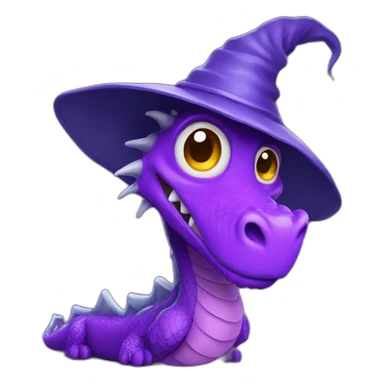 purple dragon with a wizard hat sticker