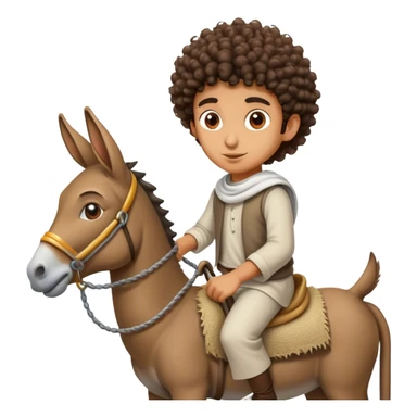 A curly headed arab riding a donkey  sticker