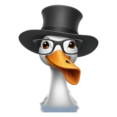 Goose with glasses and a hat sticker
