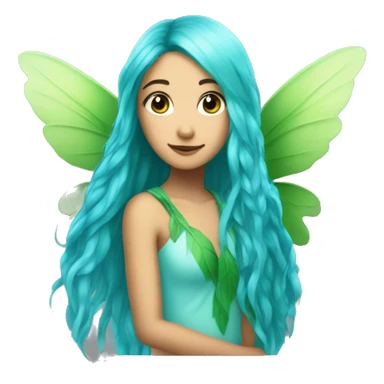 Beautiful, leaf, fairy, blue, turqoise, green, long hair, big wings sticker