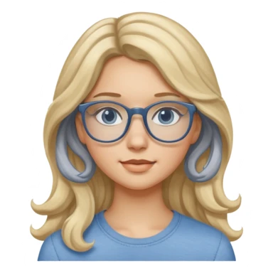 Fille 20ans qui a des cheveux long et blond et wavy avec des lunettes et des yeux bleu- gris sticker