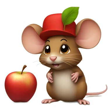 brown mouse wearing a apple hat sticker