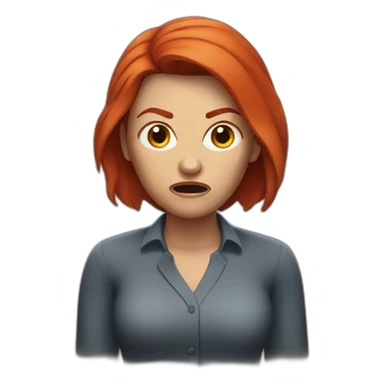 angry woman with short red hair sticker