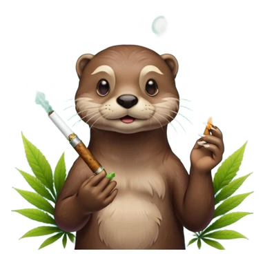 a otter smoking a joint surrounded by marijuana fumes sticker