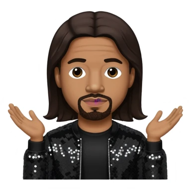  Stevie J, Record Producer with dark brown hair, black sequin outfit sticker