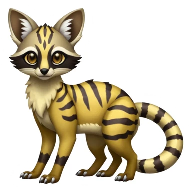 Rare realistic tropical exotic cute epic pretty beautiful handsome gorgeous aesthetic colorful vibrant Vernid-Protogen-Primagen-Wickerbeast-Genet-Trico-species-Fakemon-hybrid-creature by LiLaiRa, beautiful intricate markings, full body sticker