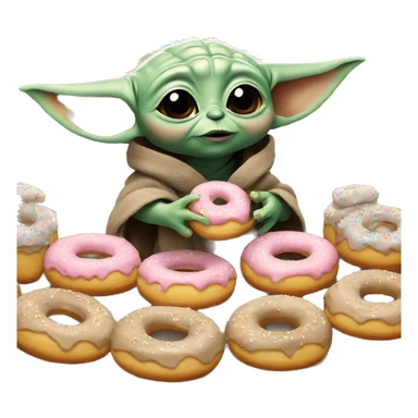 baby yoda eating donuts sticker