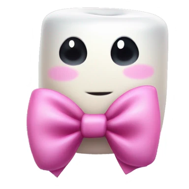 cute marshmallow with huge black sparkly eyes and a pink bow in the left corner of the marshmallow  sticker