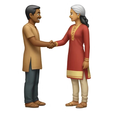 Indian and asian shaking hands sticker