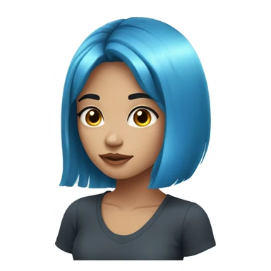 21 years old girl, with blue hair bang, blue eyes, beautiful  sticker