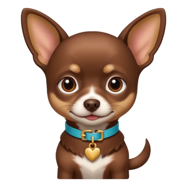 Chihuahua color chocolate, con un collar con su nombre "Charly" sticker