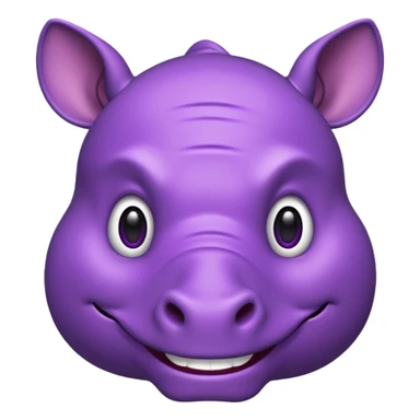 purple rhino face emoji, cartoonish sticker