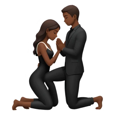 Kneeling person silhouette (proposal pose) sticker