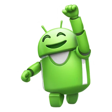 happy android mascot waving hi sticker