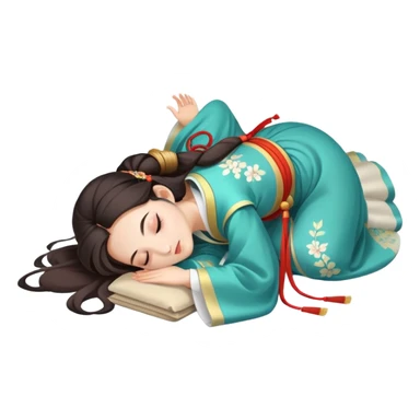 Beautiful girl in Hanfu lying on the ground sleeping sticker