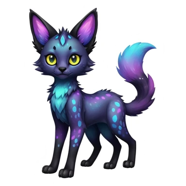 Cute Epic Colorful Edgy Dark Black Iridescent Nebula Sergal-Serval-Vernid full body sticker