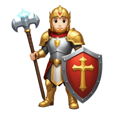 paladin hero with holy shield and glowing hammer sticker