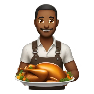 Man loving thanksgiving turkey with white liquid sticker