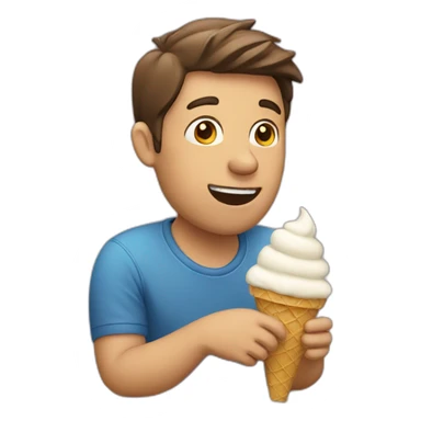 man eating ice cream sticker